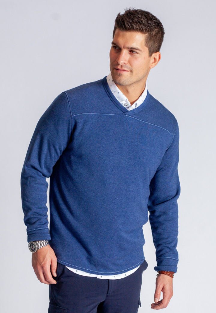 Rugvee Pullover V - Neck Sweatshirt - Tokyo Blue - BUKI - Banebrook Collections