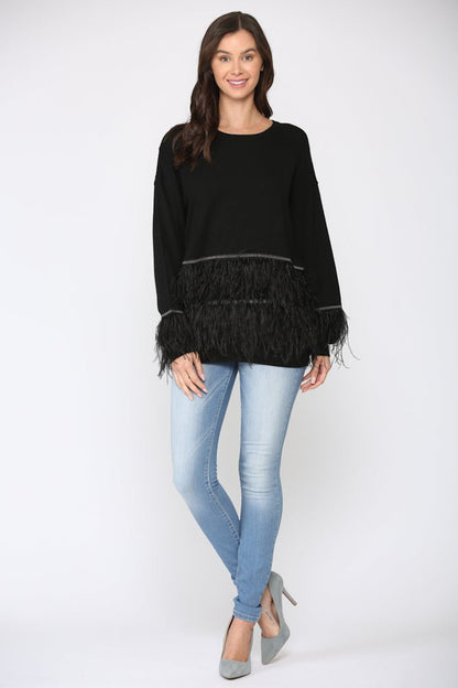 Sally Knitted Sweater With Feathers - JOH APPAREL - Banebrook Collections