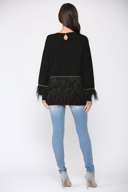 Sally Knitted Sweater With Feathers - JOH APPAREL - Banebrook Collections