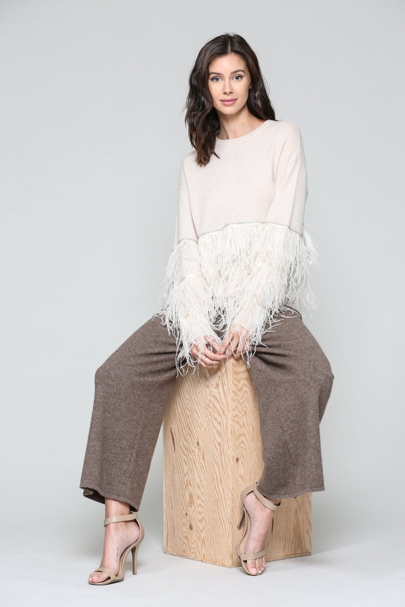 Sally Knitted Sweater With Feathers - JOH APPAREL - Banebrook Collections