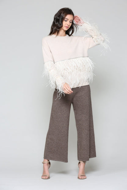 Sally Knitted Sweater With Feathers - JOH APPAREL - Banebrook Collections