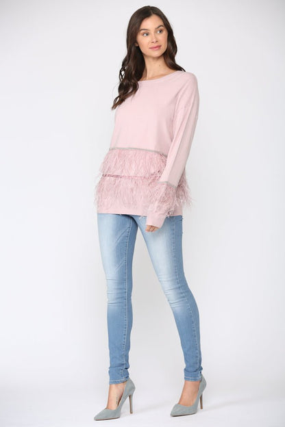 Sally Knitted Sweater With Feathers - JOH APPAREL - Banebrook Collections