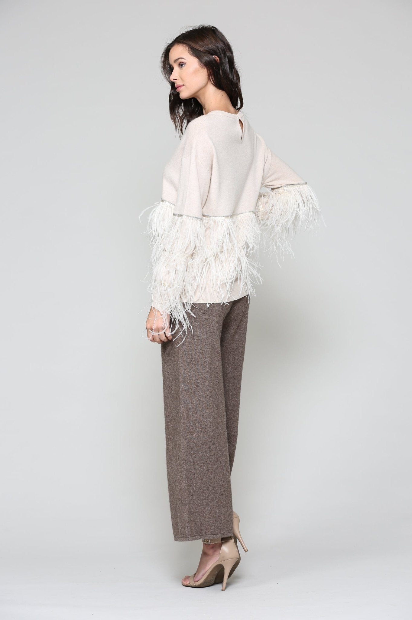 Sally Knitted Sweater With Feathers - JOH APPAREL - Banebrook Collections