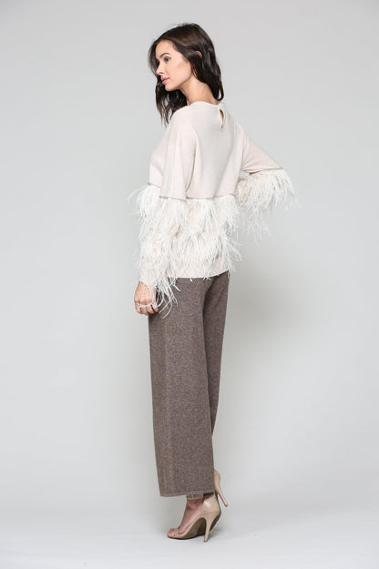 Sally Knitted Sweater With Feathers - JOH APPAREL - Banebrook Collections