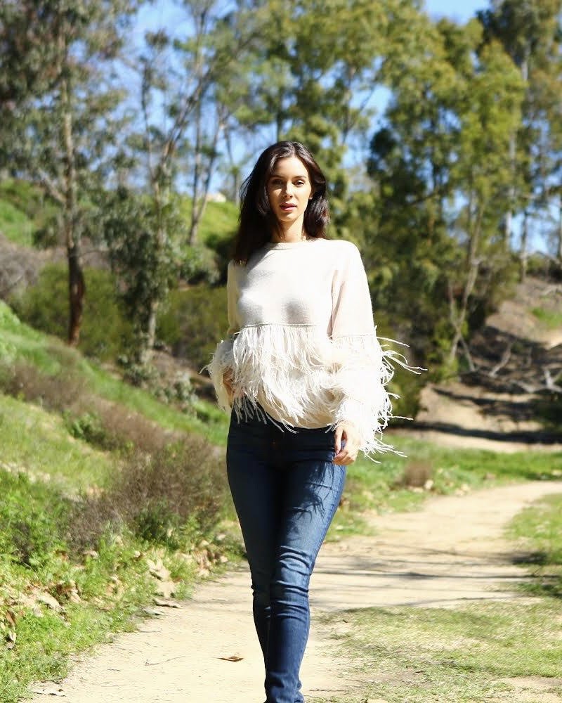 Sally Knitted Sweater With Feathers - JOH APPAREL - Banebrook Collections