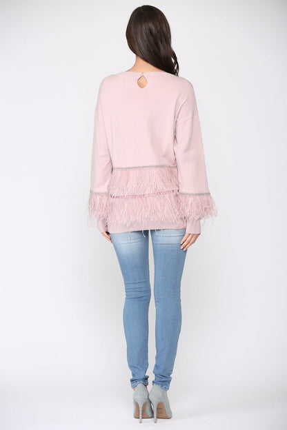 Sally Knitted Sweater With Feathers - JOH APPAREL - Banebrook Collections