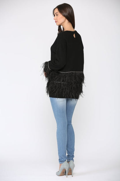 Sally Knitted Sweater With Feathers - JOH APPAREL - Banebrook Collections