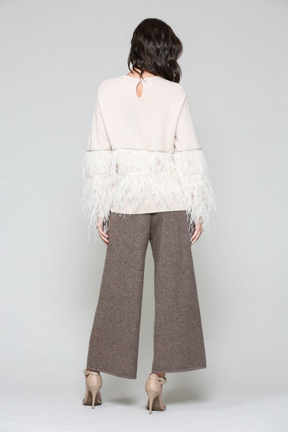 Sally Knitted Sweater With Feathers - JOH APPAREL - Banebrook Collections