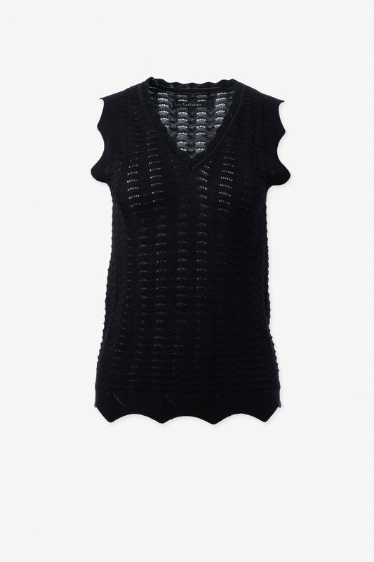 Scallop Sleeve And Hem Knit Top - IRIS SETLAKWE - Banebrook Collections