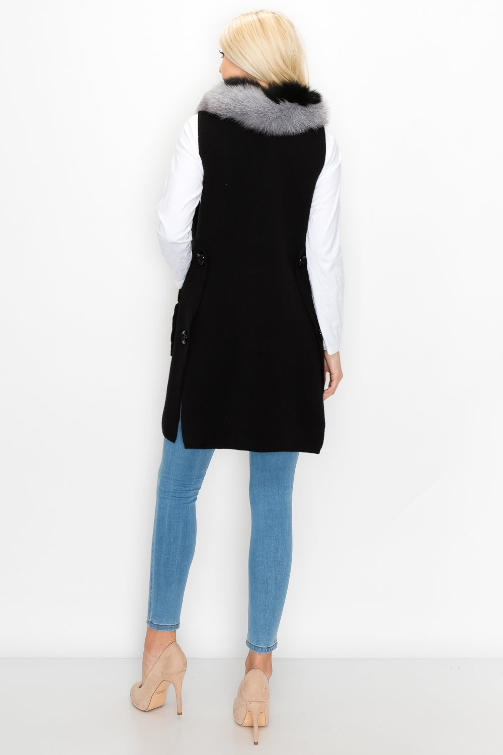 Selma Knitted Sweater Vest With Detachable Faux Fur - JOH APPAREL - Banebrook Collections