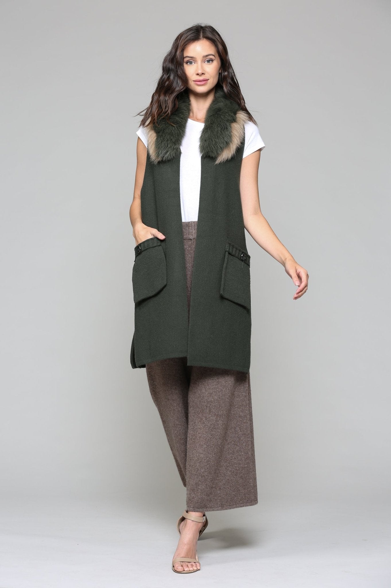 Selma Knitted Sweater Vest With Detachable Faux Fur - JOH APPAREL - Banebrook Collections