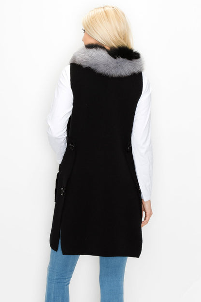 Selma Knitted Sweater Vest With Detachable Faux Fur - JOH APPAREL - Banebrook Collections