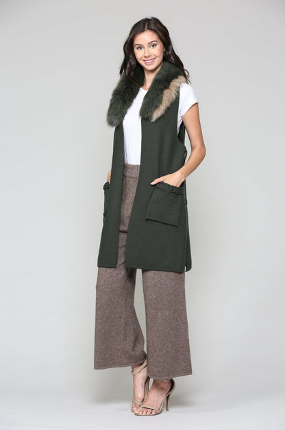 Selma Knitted Sweater Vest With Detachable Faux Fur - JOH APPAREL - Banebrook Collections