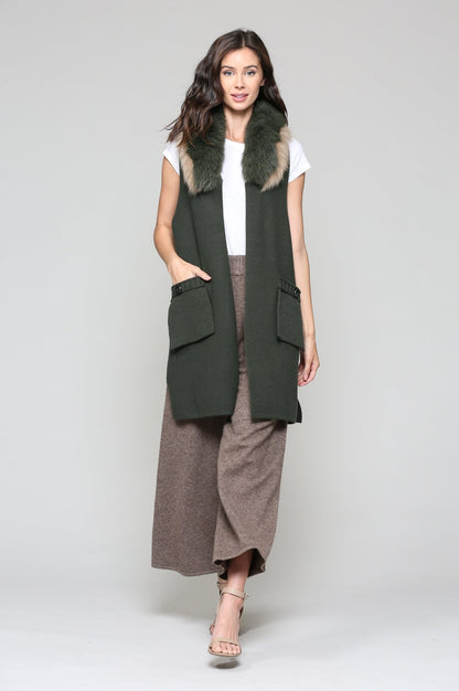 Selma Knitted Sweater Vest With Detachable Faux Fur - JOH APPAREL - Banebrook Collections