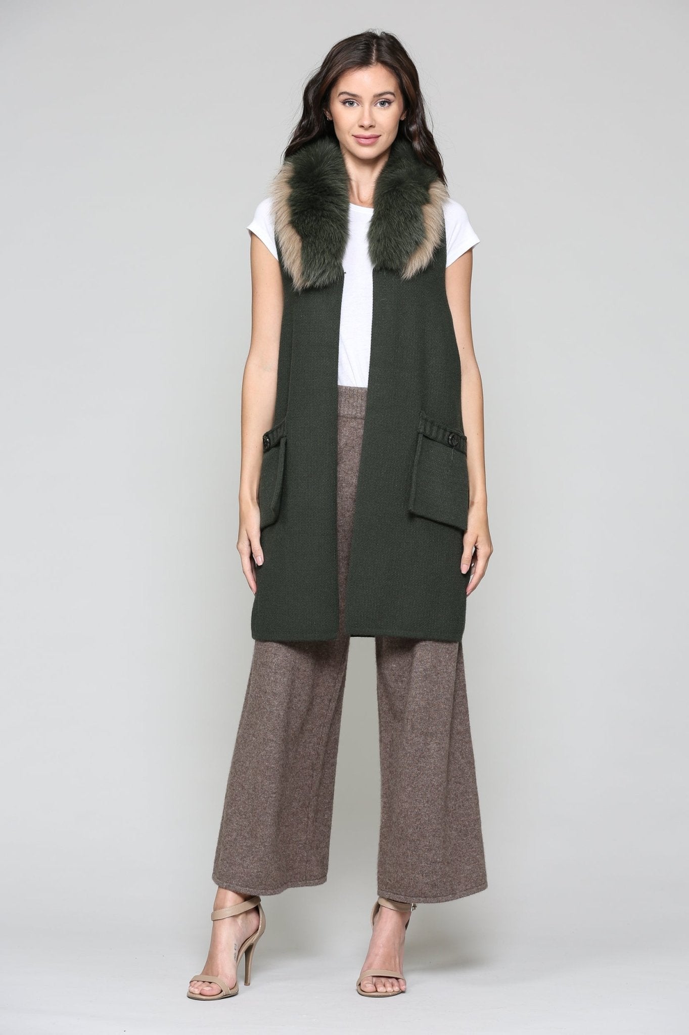 Selma Knitted Sweater Vest With Detachable Faux Fur - JOH APPAREL - Banebrook Collections