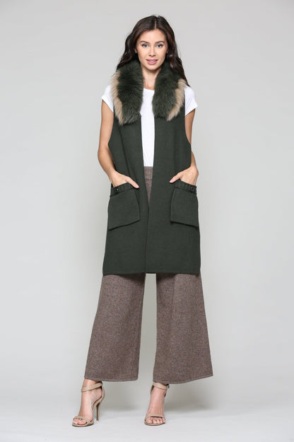 Selma Knitted Sweater Vest With Detachable Faux Fur - JOH APPAREL - Banebrook Collections