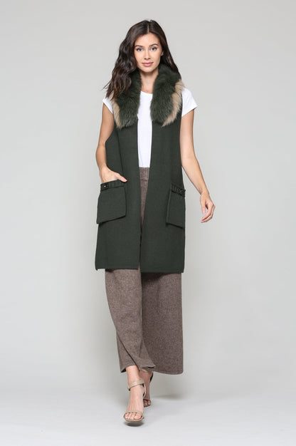 Selma Knitted Sweater Vest With Detachable Faux Fur - JOH APPAREL - Banebrook Collections