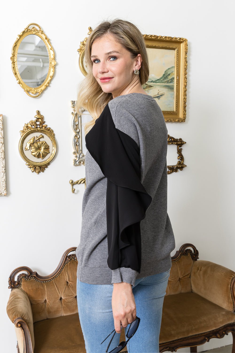 Shane Knitted Sweater with Ruffling - JOH APPAREL - Banebrook Collections