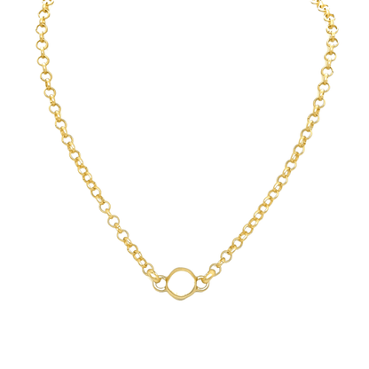 Single Matte Gold Nugget Charm On Rolo Chain - DEBORAH GRIVAS - Banebrook Collections