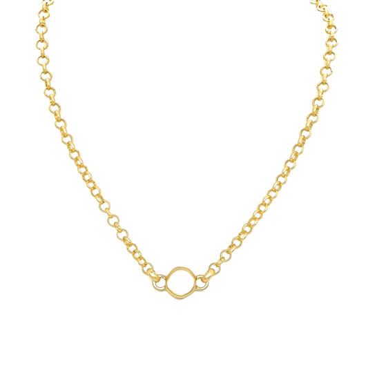 Single Matte Gold Nugget Charm On Rolo Chain - DEBORAH GRIVAS - Banebrook Collections