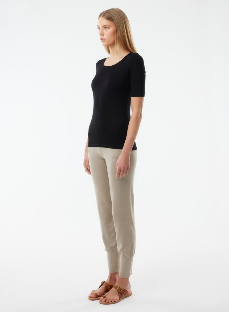 Soft Touch Elbow Sleeve Scoop Neck T-Shirt - MAJESTIC FILATURES - Banebrook Collections