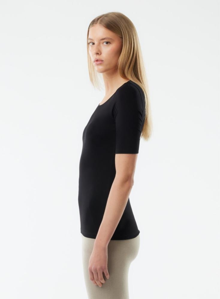 Soft Touch Elbow Sleeve Scoop Neck T-Shirt - MAJESTIC FILATURES - Banebrook Collections