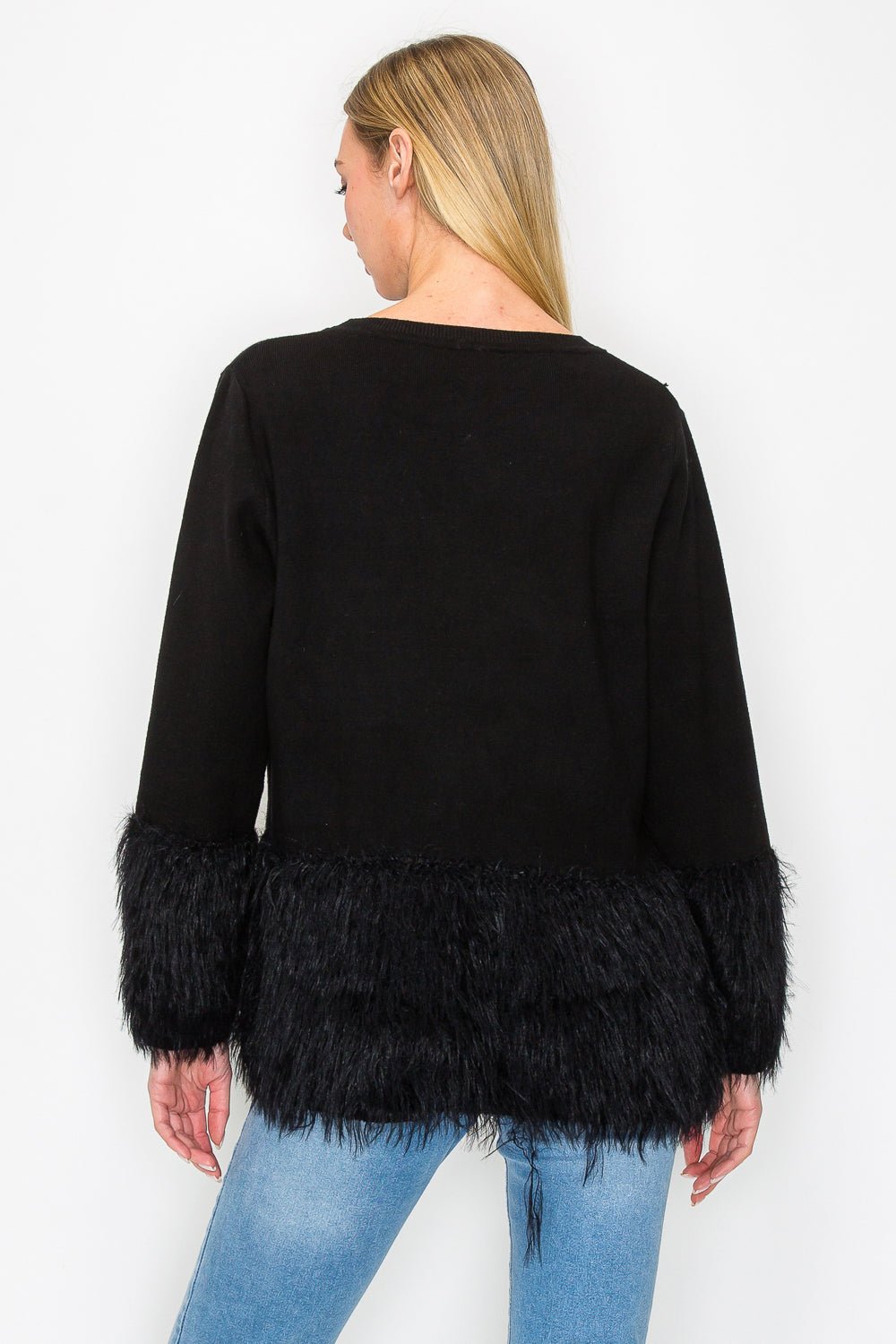 Sonia Knitted Sweater Top with Fur - JOH APPAREL - Banebrook Collections