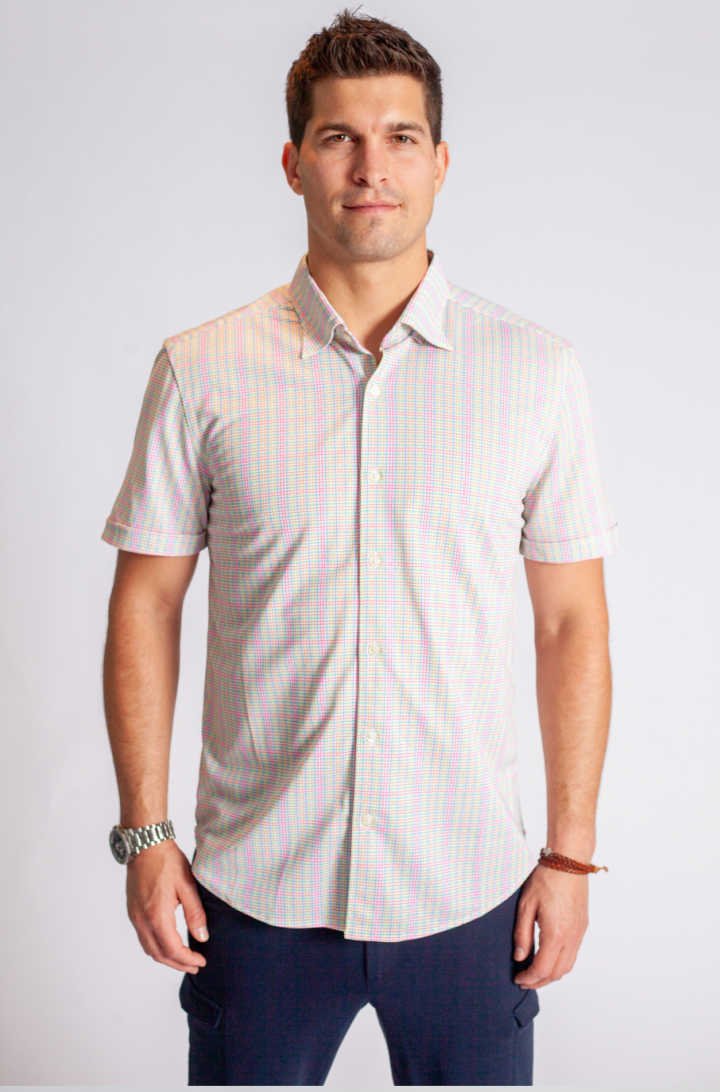 Spectrum Check Short Sleeve Tech Shirt - BUKI - Banebrook Collections