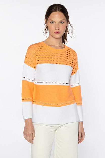 Textured Wide Stripe Pullover - KINROSS CASHMERE - Banebrook Collections