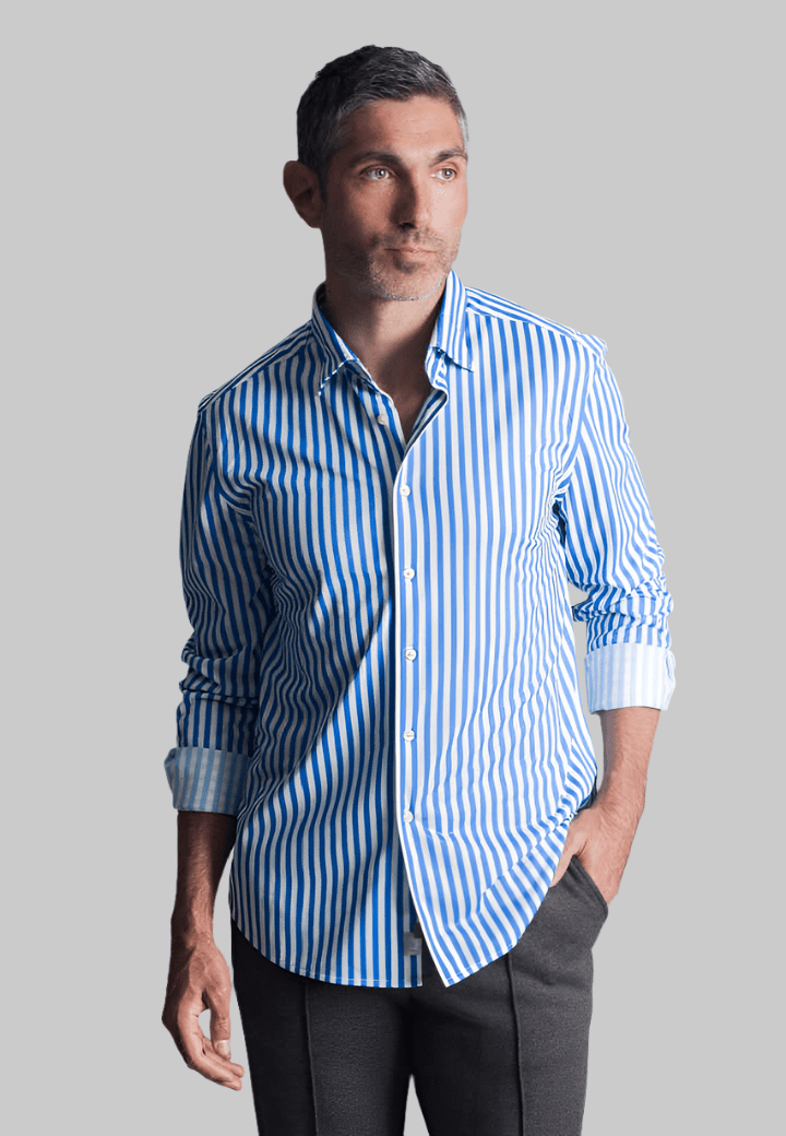 The Go Big Stripe Long Sleeve Tech Shirt Royal Blue - BUKI - Banebrook Collections