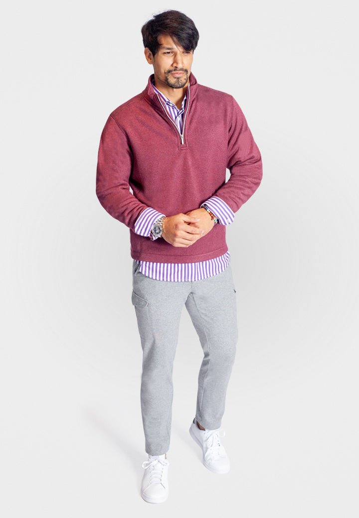 Voey Quarter Zip Sweatshirt Wine - BUKI - Banebrook Collections