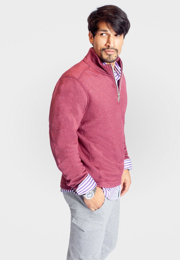 Voey Quarter Zip Sweatshirt Wine - BUKI - Banebrook Collections