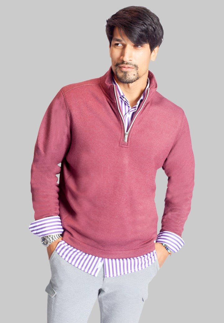 Voey Quarter Zip Sweatshirt Wine - BUKI - Banebrook Collections