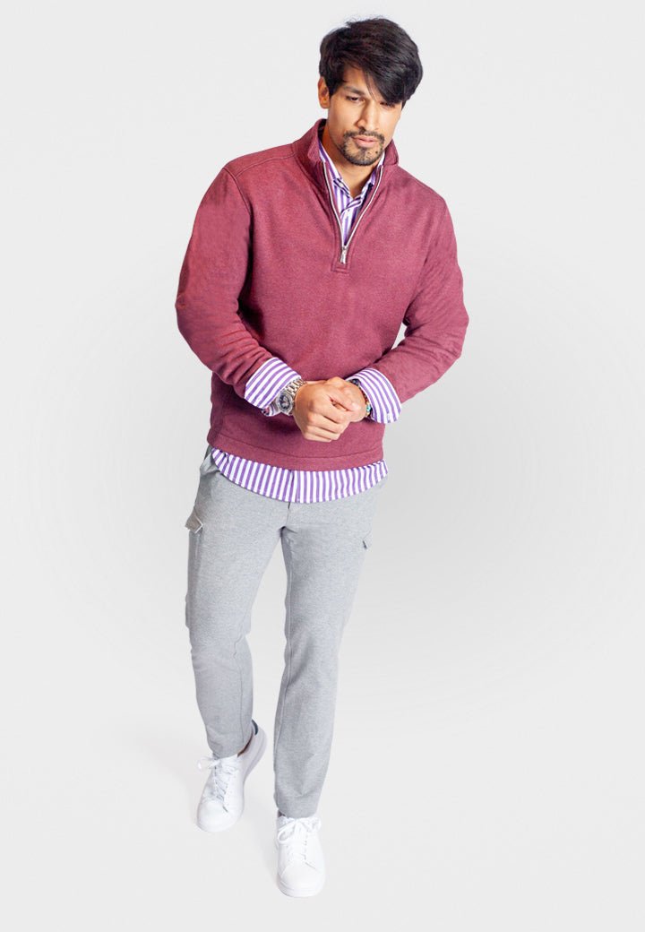 Voey Quarter Zip Sweatshirt Wine - BUKI - Banebrook Collections