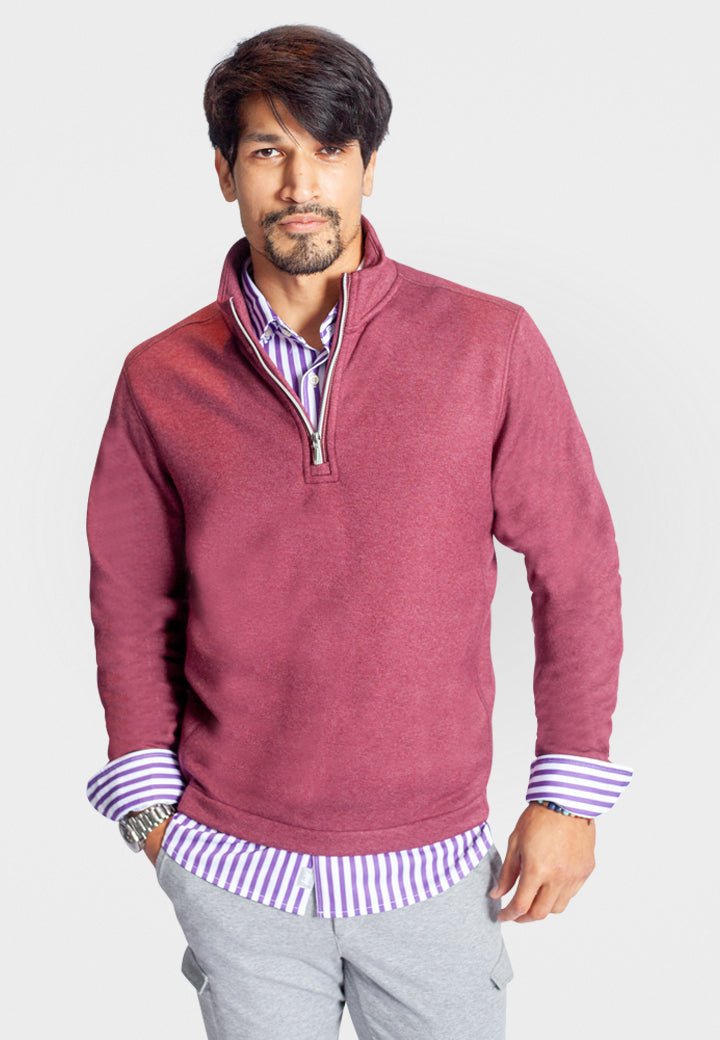 Voey Quarter Zip Sweatshirt Wine - BUKI - Banebrook Collections