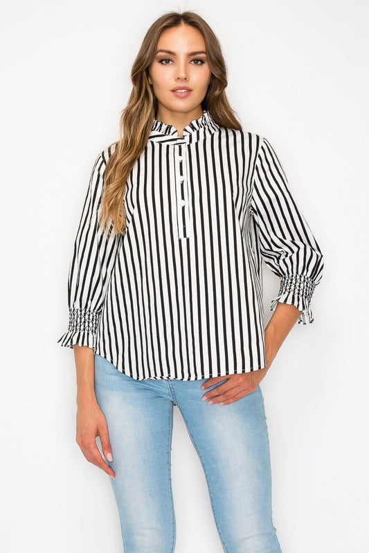 Waylin Cotton Poplin Stripe Top - JOH APPAREL - Banebrook Collections