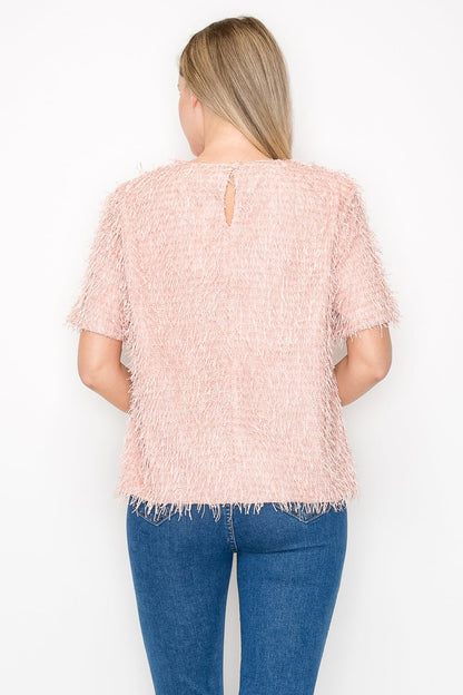 Winnae Sparkling Feathered Eyelash Top - JOH APPAREL - Banebrook Collections