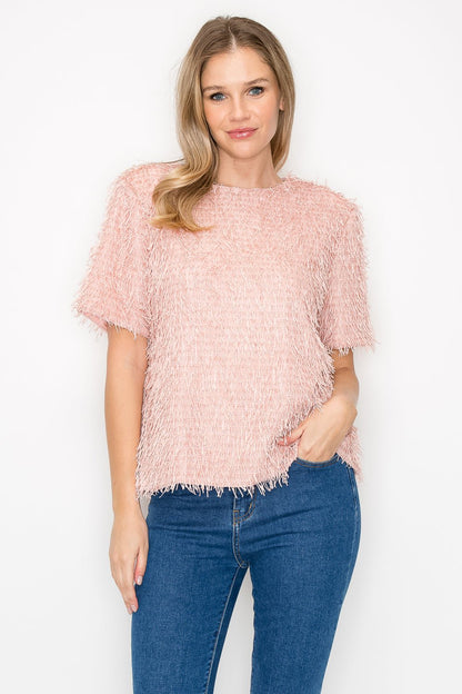 Winnae Sparkling Feathered Eyelash Top - JOH APPAREL - Banebrook Collections