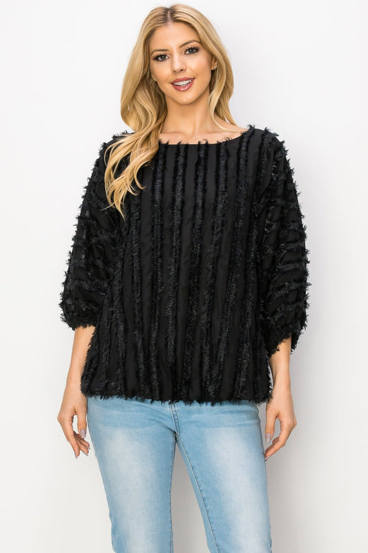 Winona Woven Feathered Top - JOH APPAREL - Banebrook Collections